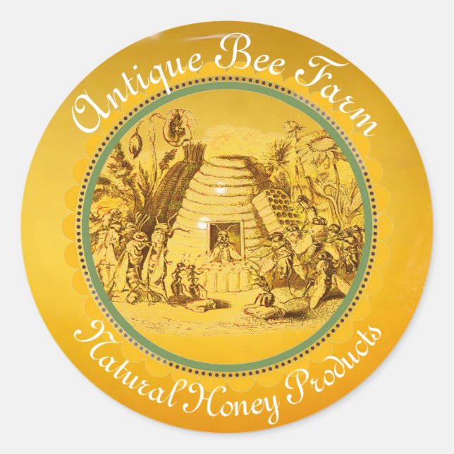 QUEEN OF THE HONEY BEES IN SKEP / BEEKEEPER Circle Classic Round Sticker (Front)