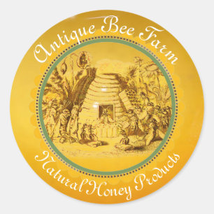 QUEEN OF THE HONEY BEES IN SKEP / BEEKEEPER Circle Classic Round Sticker