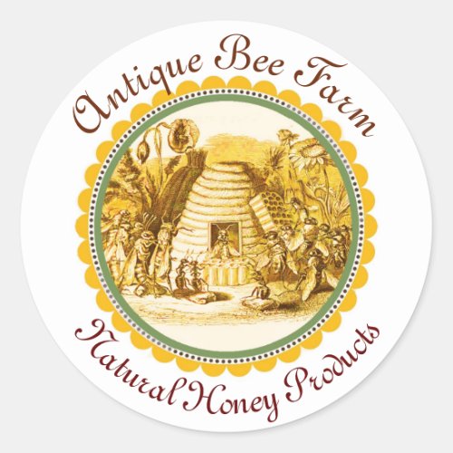 QUEEN OF THE HONEY BEES IN SKEP  BEEKEEPER Circle Classic Round Sticker
