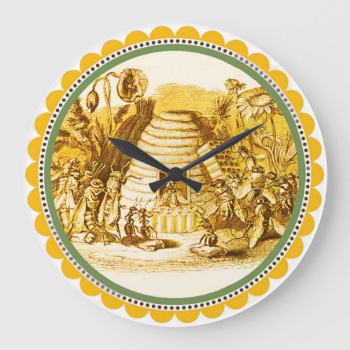 QUEEN OF THE HONEY BEES  IN SKEP  BEEKEEPER LARGE CLOCK