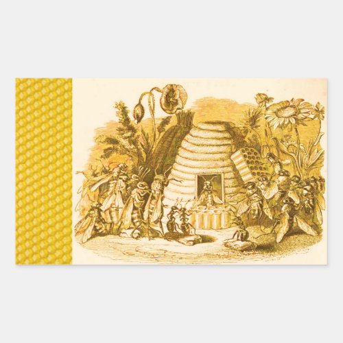 QUEEN OF THE HONEY BEES  IN SKEP  BEEKEEPER RECTANGULAR STICKER