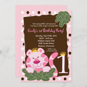QUEEN OF THE JUNGLE 1st Birthday Invitation