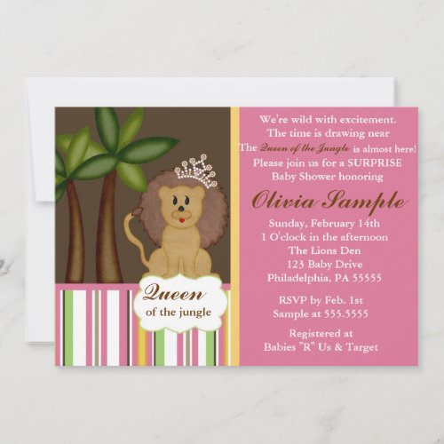 Queen of the Jungle Baby Shower Invitation