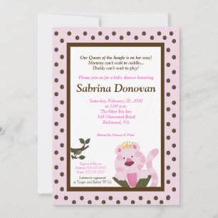 Queen of the Jungle Baby Shower Invite 5 x7
