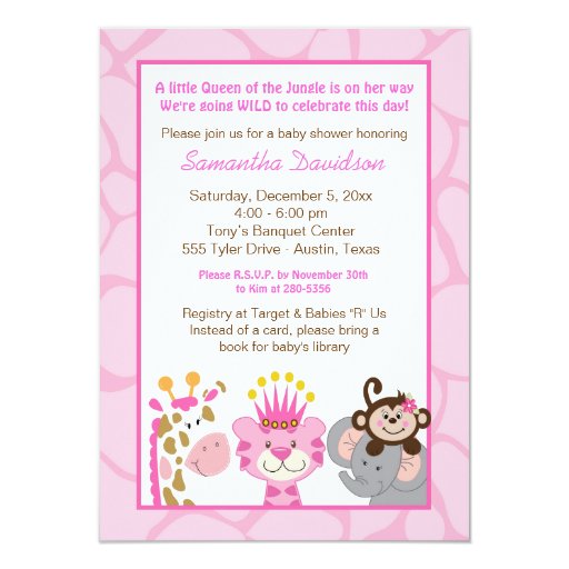 Queen Of The Jungle Baby Shower Invitations 3