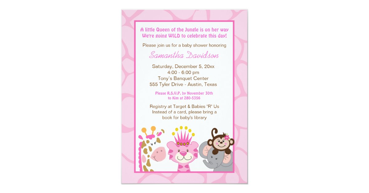 Queen Of The Jungle Friends Baby Shower Invite Zazzle Com
