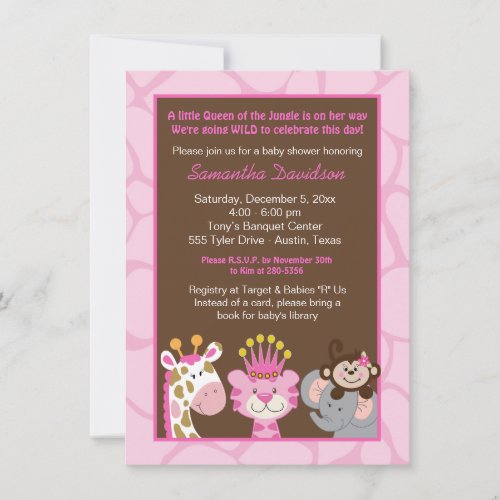 Queen of the Jungle &amp; Friends Baby Shower Invite