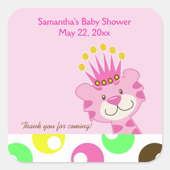 Queen of the Jungle SQUARE Favor Sticker (Front)