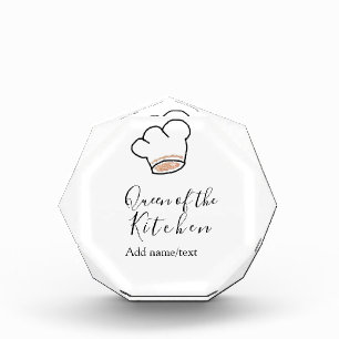 Queen of the kitchen chef cooking add name crown acrylic award