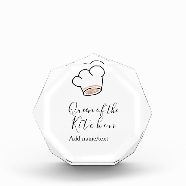 Queen of the kitchen chef cooking add name crown  acrylic award (Front)