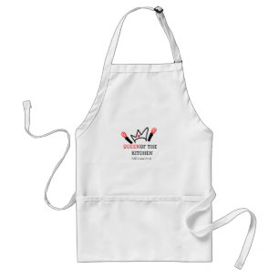 Queen of the kitchen chef cooking add name crown adult apron