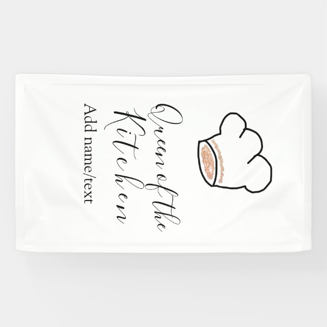 Queen of the kitchen chef cooking add name crown  banner (Horizontal)