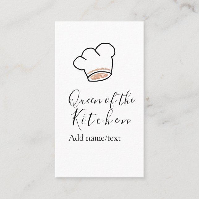 Queen of the kitchen chef cooking add name crown  business card (Front)