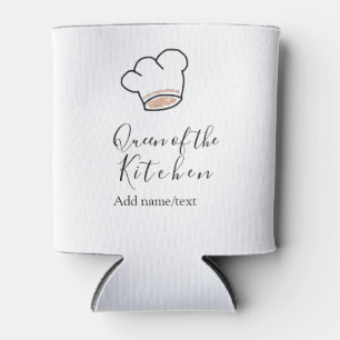 Queen of the kitchen chef cooking add name crown can cooler