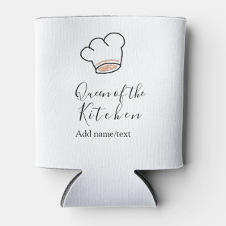 Queen of the kitchen chef cooking add name crown can cooler