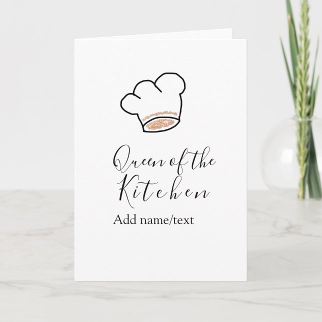 Queen of the kitchen chef cooking add name crown  card (Front)