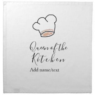 Queen of the kitchen chef cooking add name crown cloth napkin