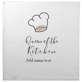 Queen of the kitchen chef cooking add name crown  cloth napkin