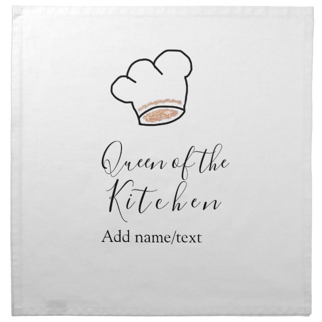 Queen of the kitchen chef cooking add name crown  cloth napkin (Front)