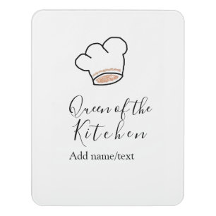Queen of the kitchen chef cooking add name crown door sign