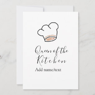Queen of the kitchen chef cooking add name crown invitation