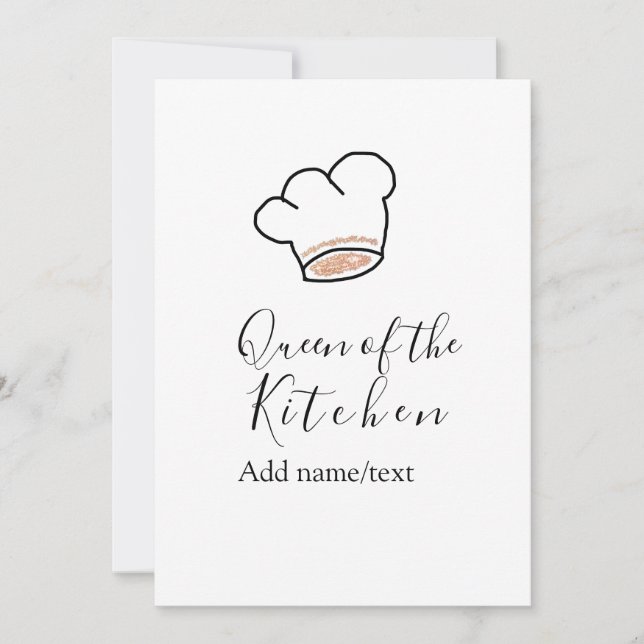 Queen of the kitchen chef cooking add name crown  invitation (Front)