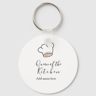 Queen of the kitchen chef cooking add name crown keychain