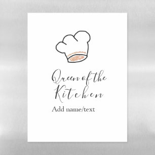Queen of the kitchen chef cooking add name crown  magnetic dry erase sheet