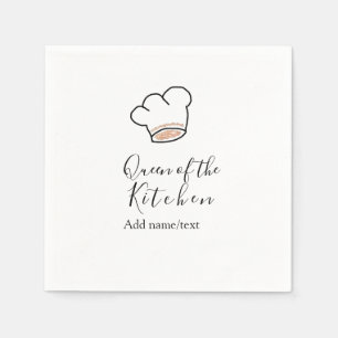 Queen of the kitchen chef cooking add name crown napkins
