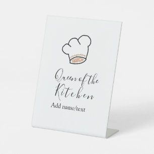 Queen of the kitchen chef cooking add name crown pedestal sign