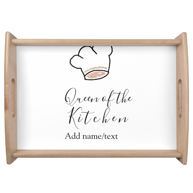 Queen of the kitchen chef cooking add name crown  serving tray (Front)