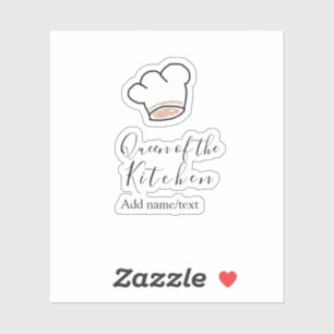 Queen of the kitchen chef cooking add name crown  sticker