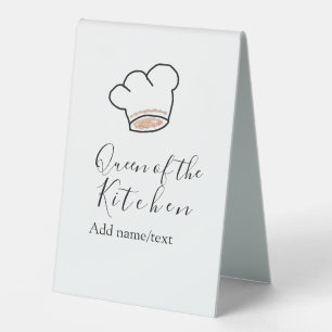 Queen of the kitchen chef cooking add name crown  table tent
