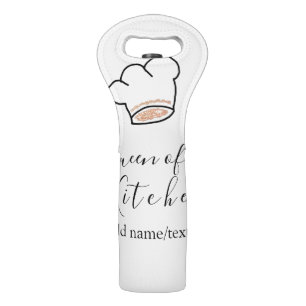 Queen of the kitchen chef cooking add name crown wine bag