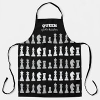 Queen Of the Kitchen Chess Black White Pattern Ap