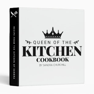 Queen of The Kitchen Cookbook Recipe Personalized 3 Ring Binder