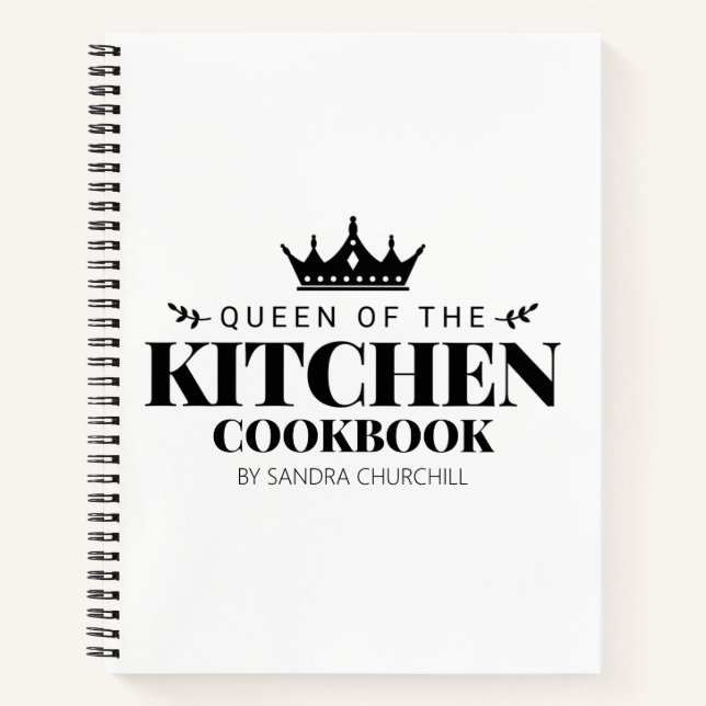 Queen of The Kitchen Cookbook Recipe Personalized  Notebook (Front)