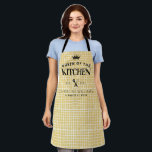 Queen of the Kitchen Crown Foodie Mom Yellow Plaid Apron<br><div class="desc">Modern Stylish Queen of the Kitchen Crown Foodie Mom For Her Blush Yellow Plaid Adult Apron</div>