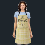 Queen of the Kitchen Crown Foodie Mom Yellow Plaid Apron<br><div class="desc">Modern Stylish Queen of the Kitchen Crown Foodie Mom For Her Blush Yellow Plaid Adult Apron</div>