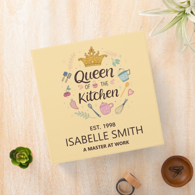 Queen of the Kitchen Custom Name Design 3 Ring Binder (In Situ)