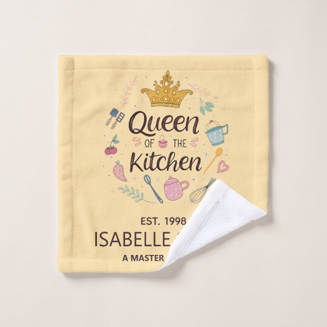Queen of the Kitchen Custom Name Design Wash Cloth (Wash Cloth)