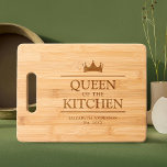 Queen of the Kitchen Custom Name Engraved Cutting Board<br><div class="desc">Personalized cutting chopping board featuring the title "queen of the kitchen",  their name,  a crown,  and the year.</div>