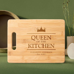 Queen of the Kitchen Custom Name Engraved Cutting Board