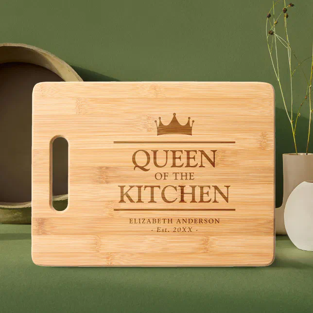 Queen of the Kitchen Custom Name Etched Cutting Board
