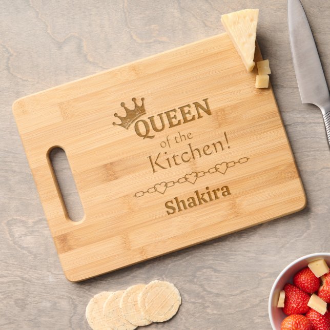 Queen of the Kitchen Etched Wooden Cutting Board (Cheese)