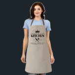 Queen of The Kitchen Lady Chef Personalized Beige Apron<br><div class="desc">Perfect gift for your mom,  grandma,  sister,  or any important lady in your life who loves to cook! Queen of the Kitchen Apron. Easy to personalize!</div>