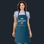 Queen of The Kitchen Lady Chef Personalized Blue Apron<br><div class="desc">Perfect gift for your mom,  grandma,  sister,  or any important lady in your life who loves to cook! Queen of the Kitchen Apron. Easy to personalize!</div>