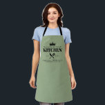 Queen of The Kitchen Lady Chef Personalized Green Apron<br><div class="desc">Perfect gift for your mom,  grandma,  sister,  or any important lady in your life who loves to cook! Queen of the Kitchen Apron. Easy to personalize!</div>