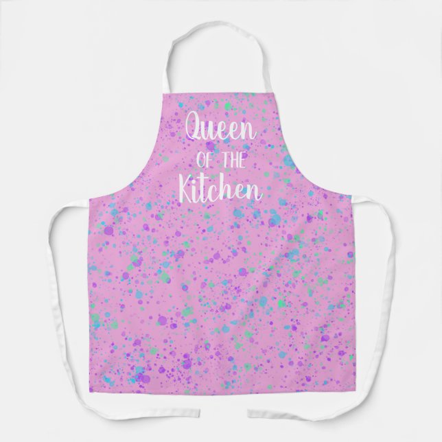 Queen of the Kitchen Pink Splattered Apron (Front)