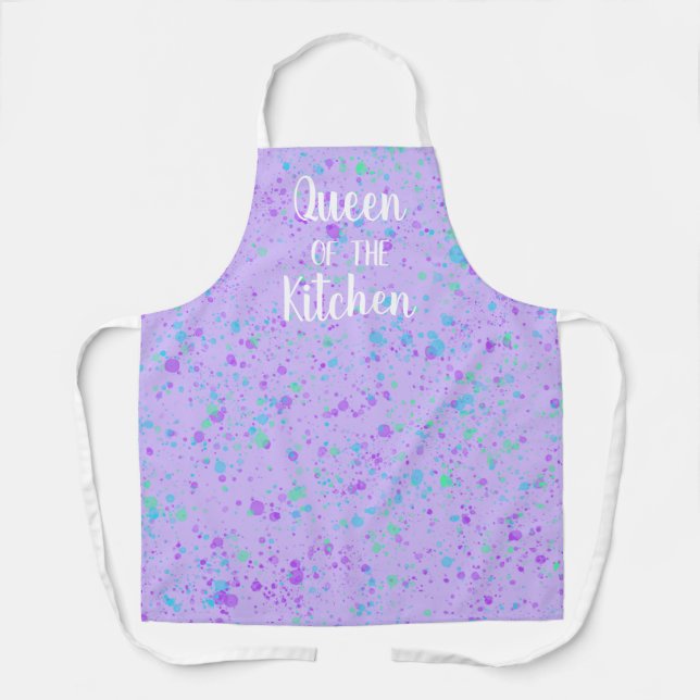 Queen of the Kitchen Purple Splattered Apron (Front)
